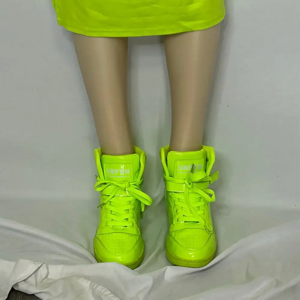 SHEIN Neon Lime Green Two-Piece Crop Top & Midi Skirt Set Women’s Size Small